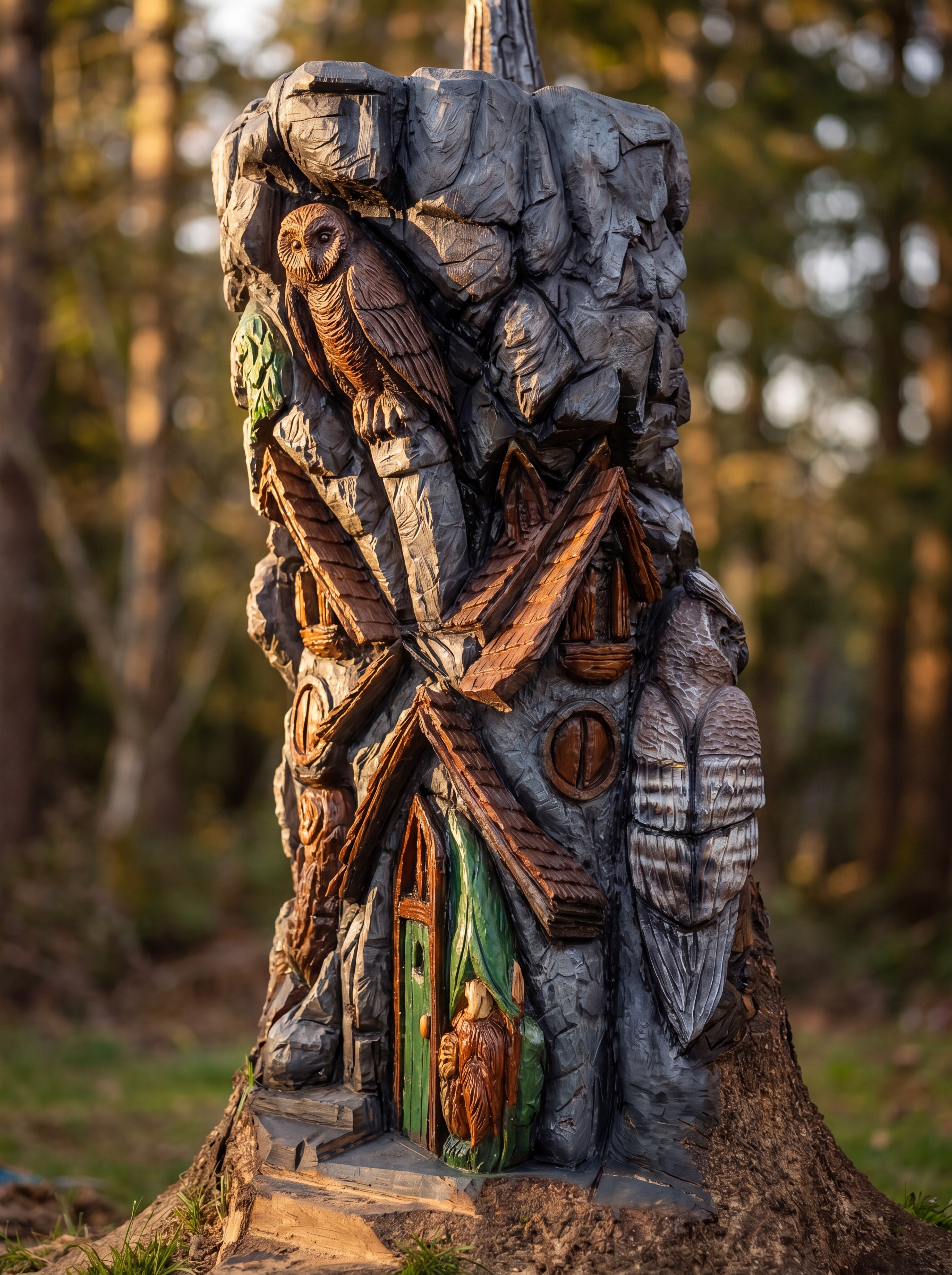 Autumn Lane — chainsaw carving by Johnny Kimball